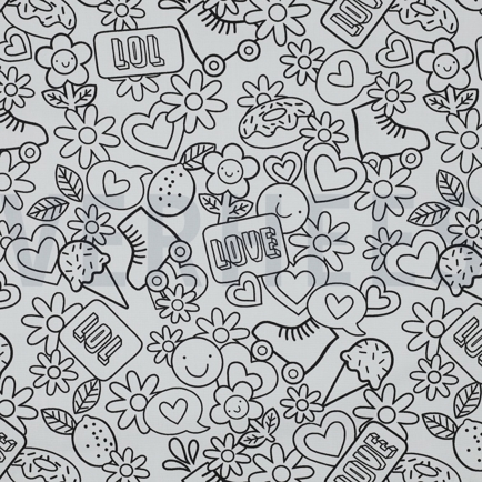 FINE POPLIN RETRO COLOURABLE BLACK/WHITE (hover)