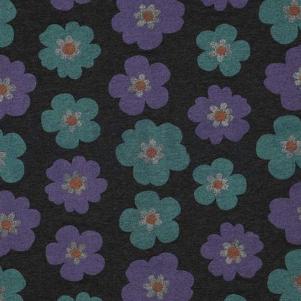 JERSEY GEMÊLEERD GLITTER GROTE BLOEMEN ANTHRACIET GEMÊLEERD (hover)