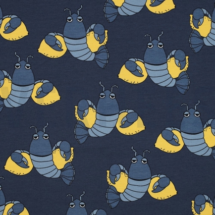 FRENCH TERRY COOLE LOBSTERS BLAUW (hover)