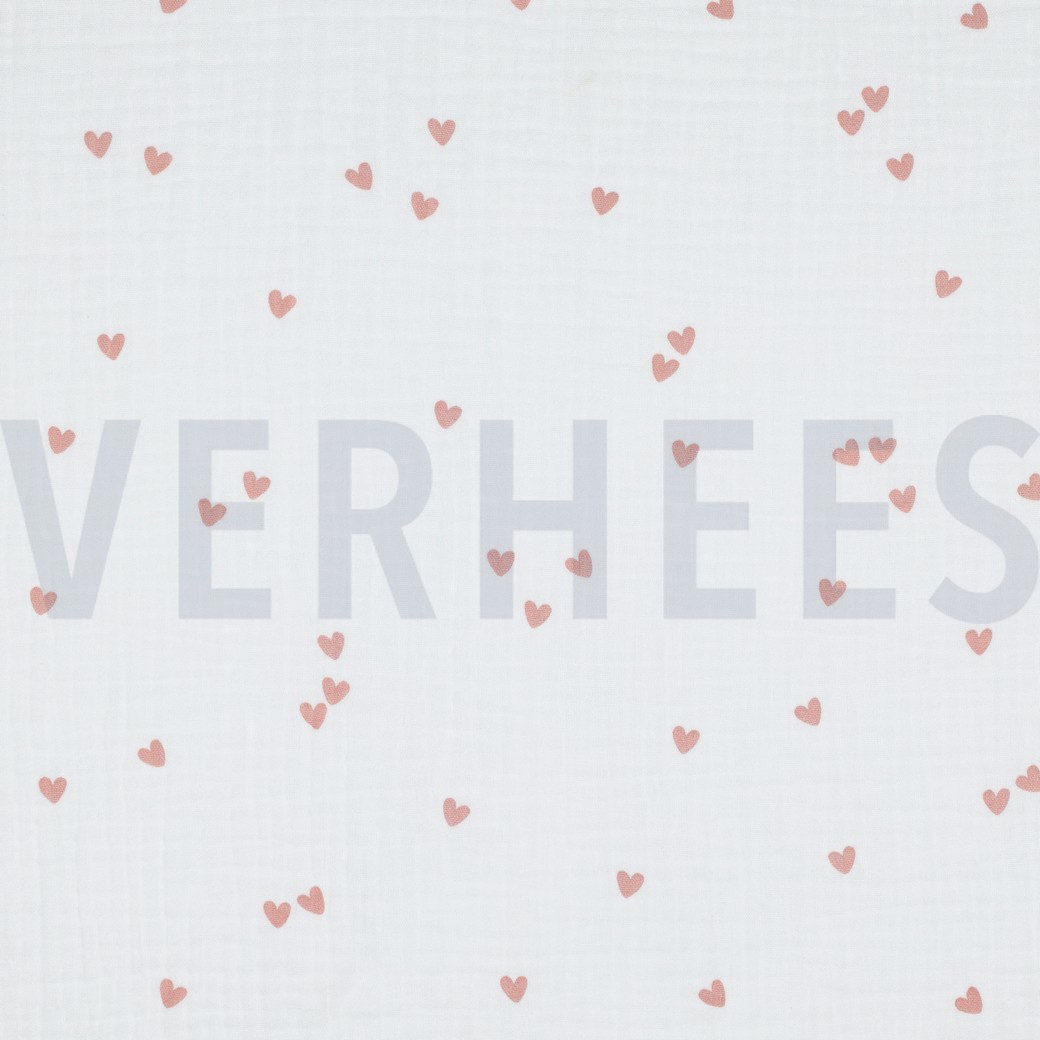 DOUBLE GAUZE SMALL HEARTS WHITE