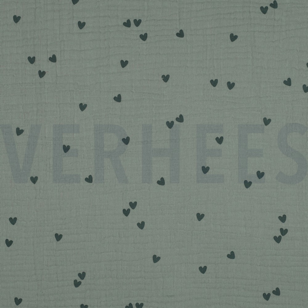 DOUBLE GAUZE KLEINE HARTEN NILEGROEN