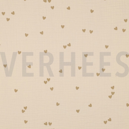 DOUBLE GAUZE SMALL HEARTS SAND (hover)