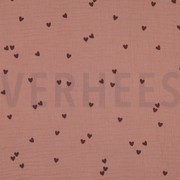 DOUBLE GAZE DE COTON PETITS COEURS MOCHA (thumbnail)