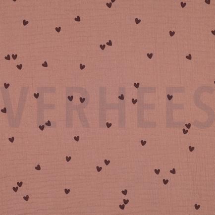 DOUBLE GAUZE KLEINE HARTEN MOCHA (hover)