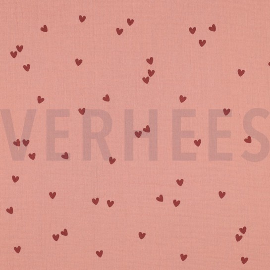 DOUBLE GAUZE KLEINE HARTEN BLUSH #7