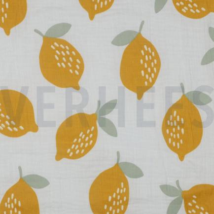 DOUBLE GAZE DE COTON CITRONS BLANC (hover)