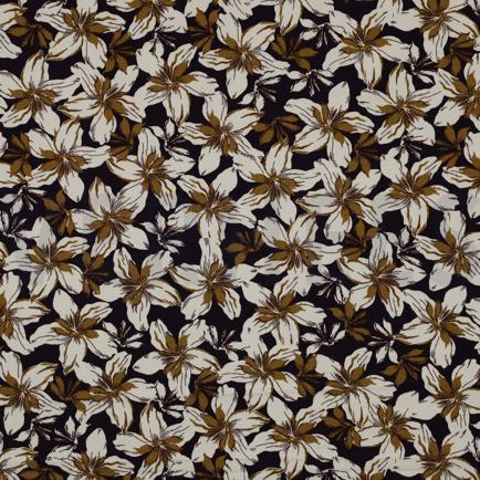 VISCOSE ROSELLA STRETCH BLOEMEN DONKERPAARS (hover)