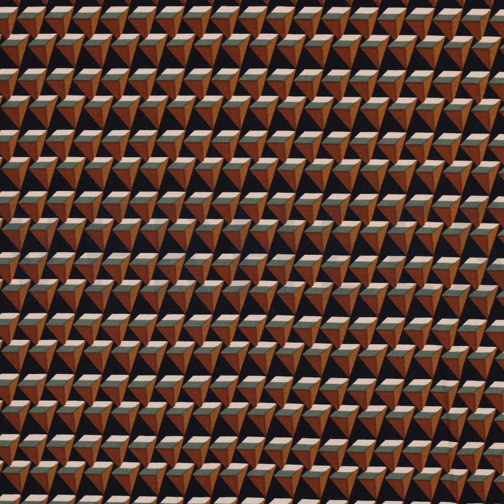 VISCOSE POPLIN STRETCH GEOMETRISCH MARINEBLAUW