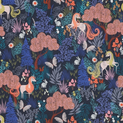 FINE POPLIN DIGITAL UNICORNS NAVY (hover)