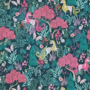 FINE POPLIN DIGITAL UNICORNS DARK GREEN (thumbnail)