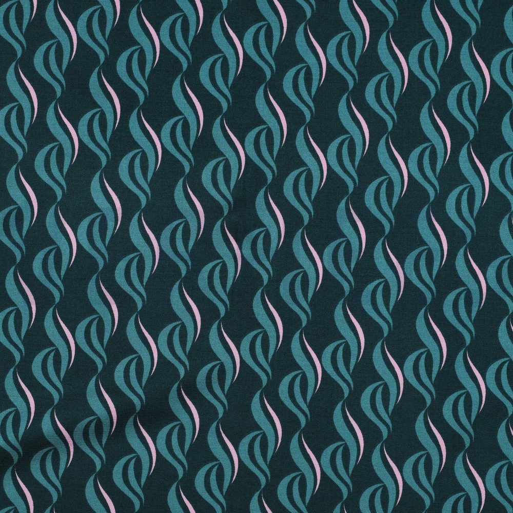 VISCOSE ROSELLA STRETCH ABSTRACT PETROL