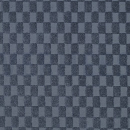 BAUMWOLLE FROTTEE GESTRICKT KAROS BLAU (hover)