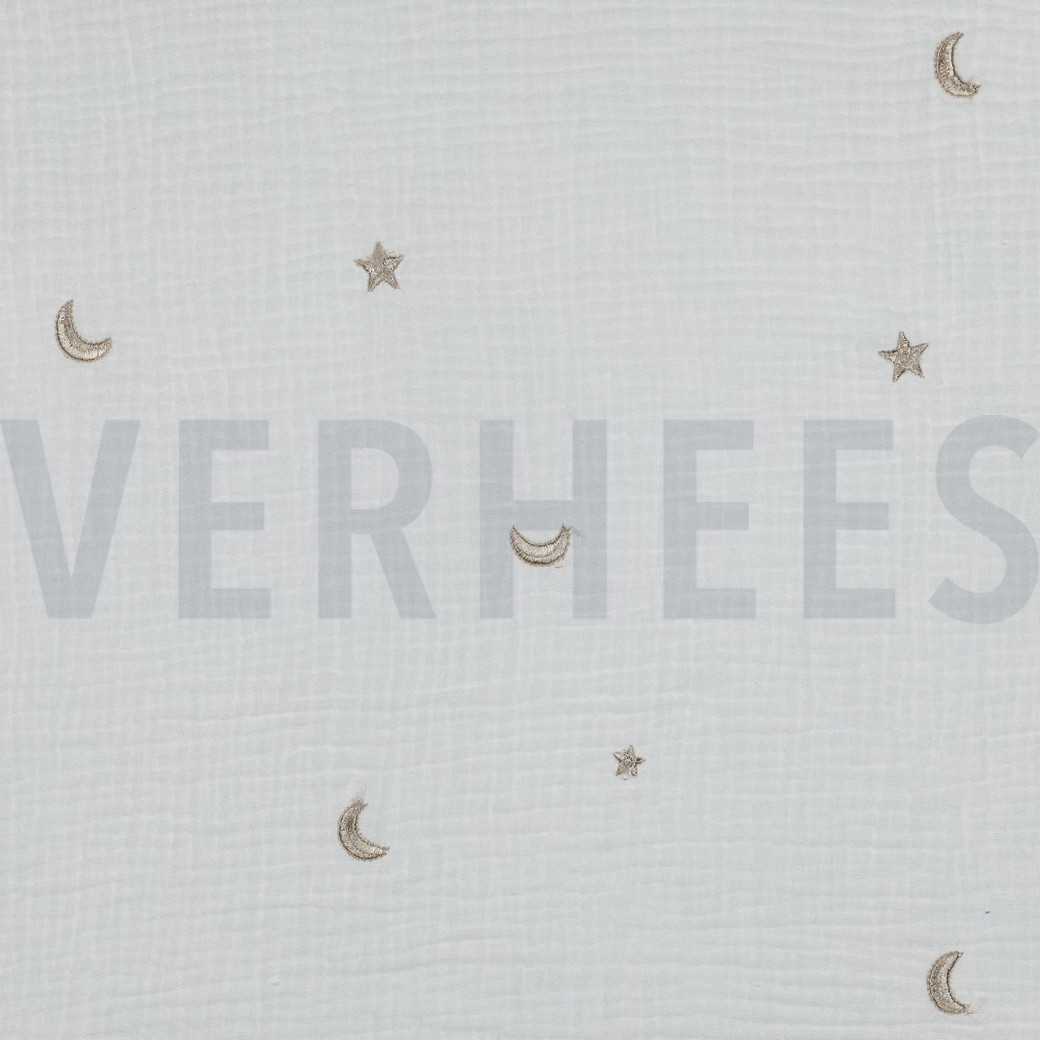 DOUBLE GAUZE EMBROIDERY STARS OFFWHITE