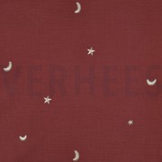 MUSSELIN STICKEREI STERNE ROT (thumbnail)