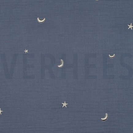 DOUBLE GAUZE EMBROIDERY STERREN JEANSBLAUW (hover)