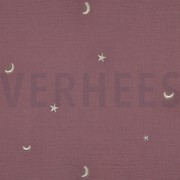 MUSSELIN STICKEREI STERNE ALT LILA (thumbnail)