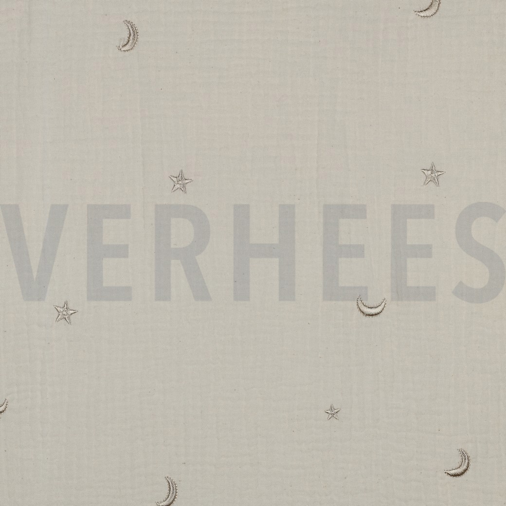 DOUBLE GAUZE EMBROIDERY STARS NATURAL