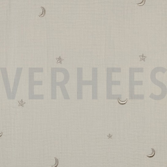 DOUBLE GAUZE EMBROIDERY STARS NATURAL #7