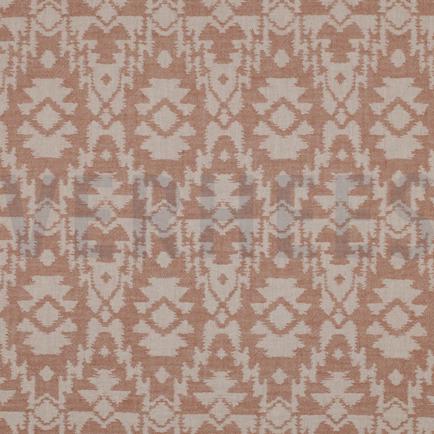 DOUBLE GAZE DE COTON JACQUARD AZTÈQUE COGNAC (hover)