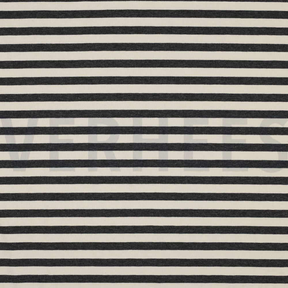 JERSEY GARENGEVERFD STREPEN ANTHRACIET GEMÊLEERD