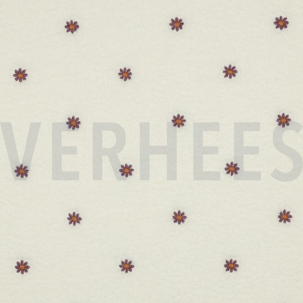 TEDDYSTOFF STICKEREI BLUMEN ECRU