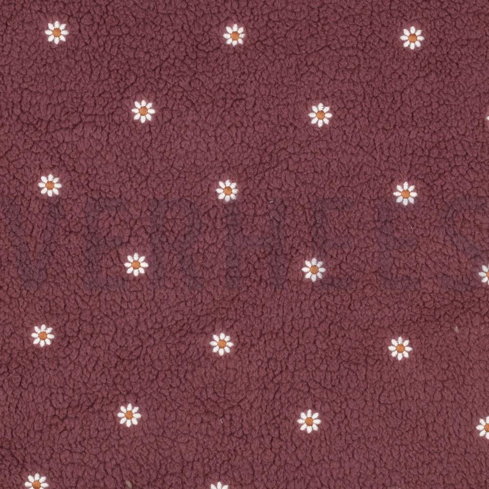 TEDDYSTOFF STICKEREI BLUMEN ROSENHOLZ