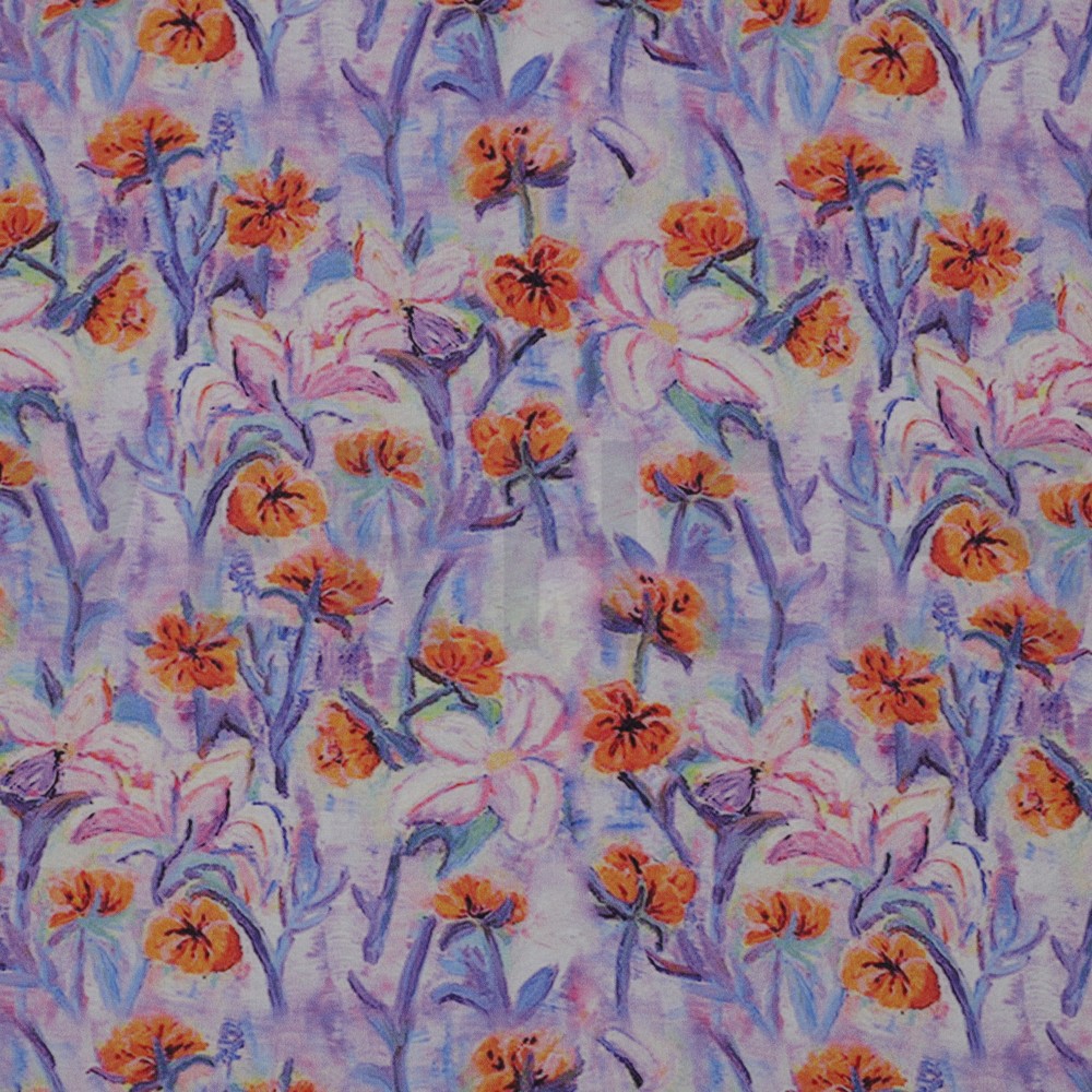 VISCOSE RADIANCE DIGITAL FLOWERS PURPLE