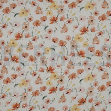 VISCOSE DOBBY DIGITAL FLOWERS ORANGE (hover)
