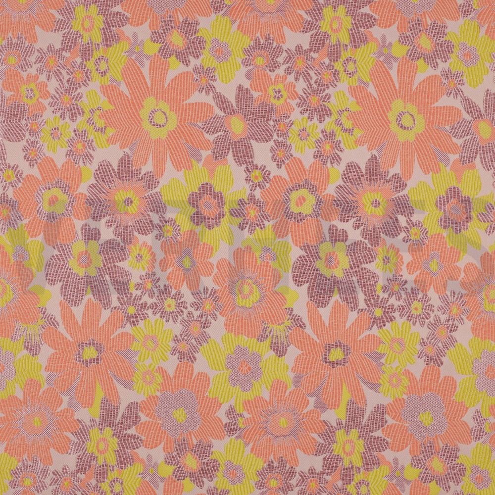 JACQUARD BLOEMEN LICHTROZE/OUDROZE