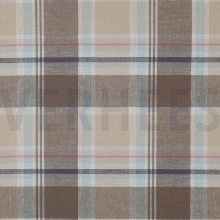 LINNEN VISCOSE GARENGEVERFD RUITEN TAUPE (hover)