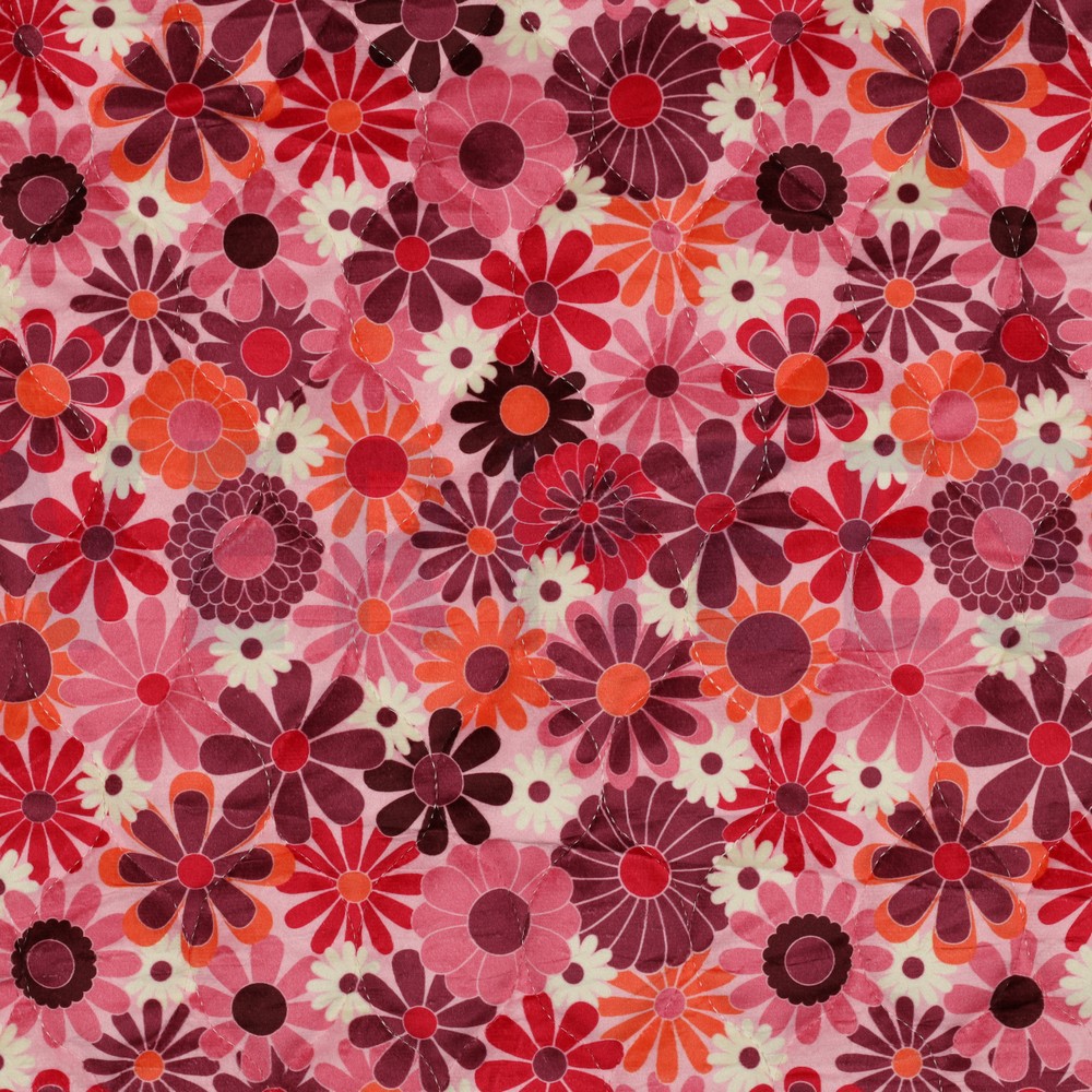 GEWATTEERD VELVET DIGITAAL BLOEMEN FUCHSIA