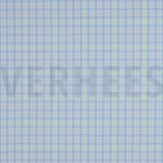 COTTON SEERSUCKER NEON CHECKS LIGHT BLUE #7