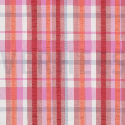 COTTON SEERSUCKER YARN DYED CHECKS PINK (hover)