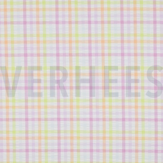 KATOEN SEERSUCKER GARENGEVERFD RUITEN MULTI #7