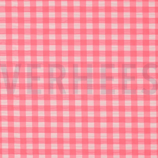 COTON TEINT FIL NÉON CARREAUX ROSE #7