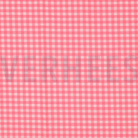 KATOEN GARENGEVERFD NEON RUITEN ROZE #7