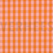 KATOEN GARENGEVERFD RUITEN ORANJE/ZALM (thumbnail)