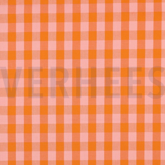 KATOEN GARENGEVERFD RUITEN ORANJE/ZALM #7