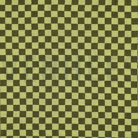 DOUBLE GAZE DE COTON DOUBLE FACE CARREAUX VERT #7