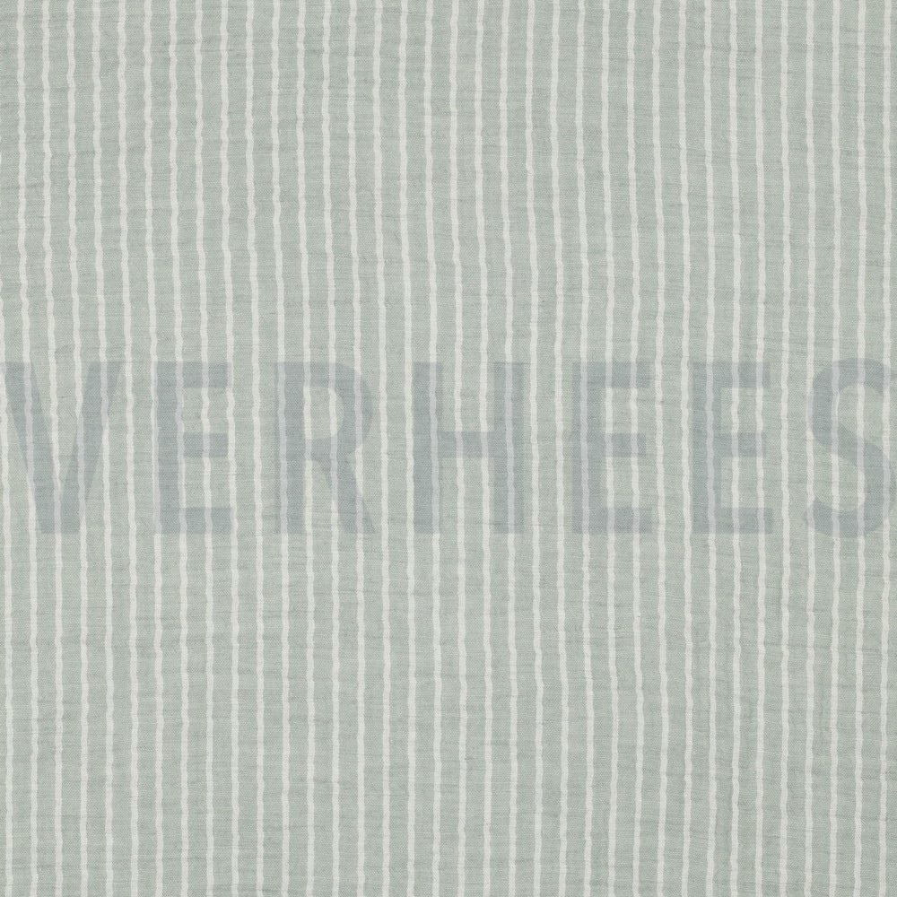 DOUBLE GAUZE GARENGEVERFD STREPEN OUDGROEN