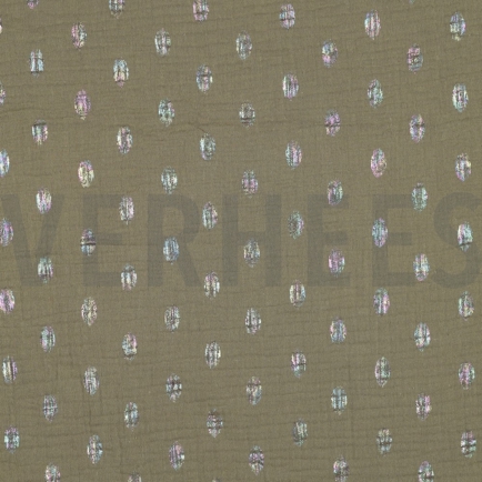 DOUBLE GAUZE FOIL SPOTS MOSS GREEN (hover)