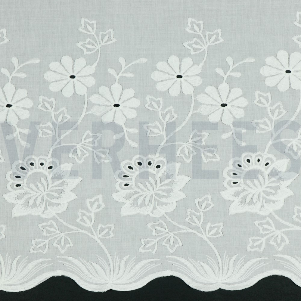 COTTON VOILE ONE-SIDE BORDER WHITE