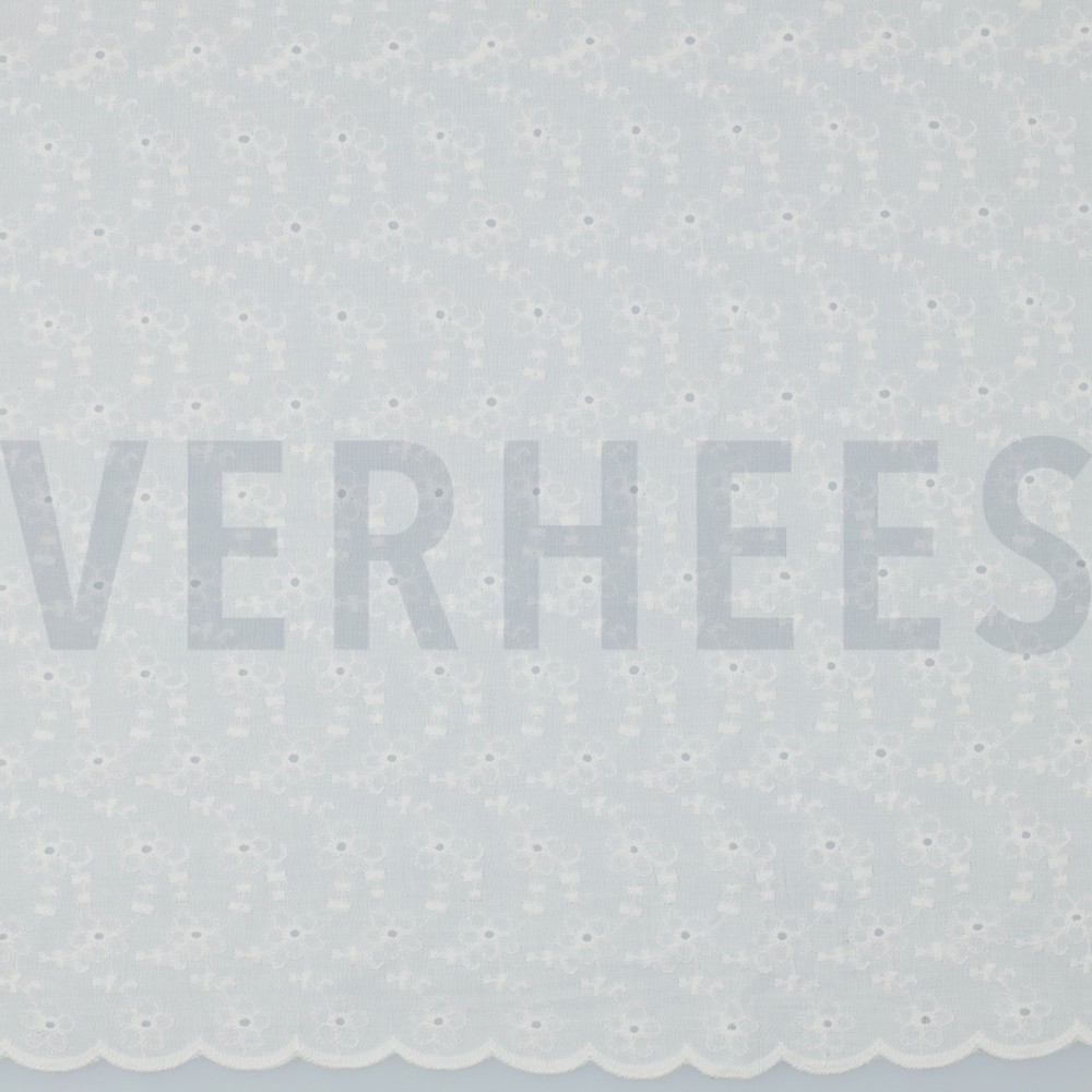 COTON BRODERIE BORDURE DEUX CÔTÉS ONDE BLANC