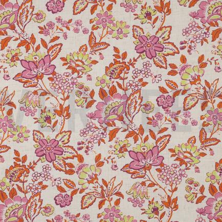 LIN VISCOSE DIGITAL FLEURS ÉCRU (hover)