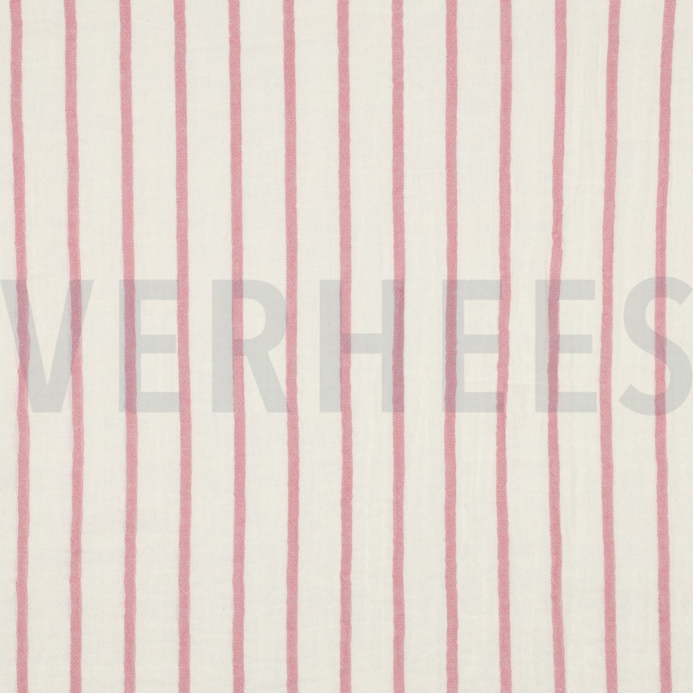 DOUBLE GAUZE GARENGEVERFD STREPEN MAUVE