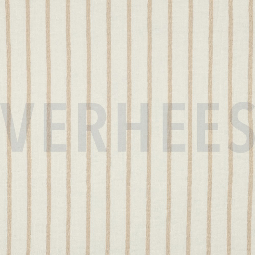 DOUBLE GAUZE YARN DYED STRIPES BEIGE