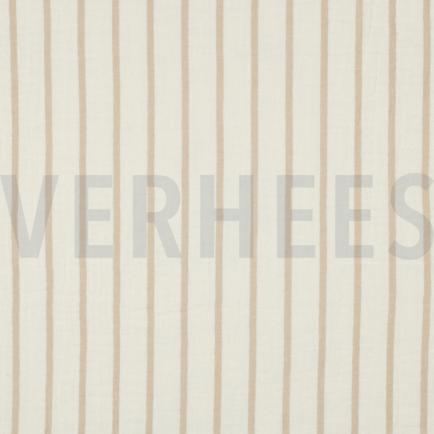 DOUBLE GAUZE GARENGEVERFD STREPEN BEIGE (hover)