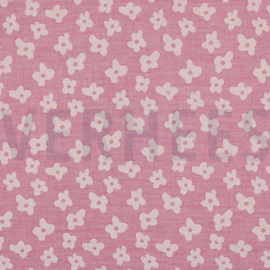 DOUBLE GAUZE JACQUARD FLOWERS CERISE #7