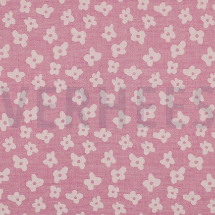 DOUBLE GAUZE JACQUARD FLOWERS CERISE (hover)
