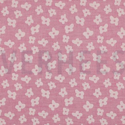 DOUBLE GAUZE JACQUARD FLOWERS CERISE (hover)
